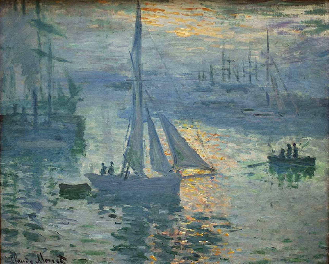 Клод Моне картина Восход солнца. Море 1873г